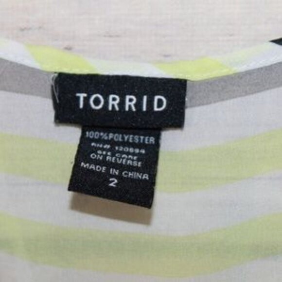Torrid Sheer Chiffon Striped Sleeveless Top Yellow HW3880 - Picture 4 of 5